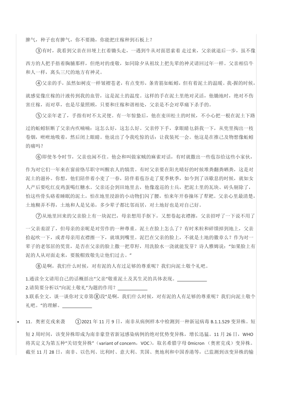 2022年福建省厦门市英才 小升初语文试卷.docx_第3页