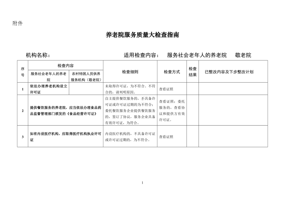 养老院服务质量大检查指南参考模板范本.doc_第1页