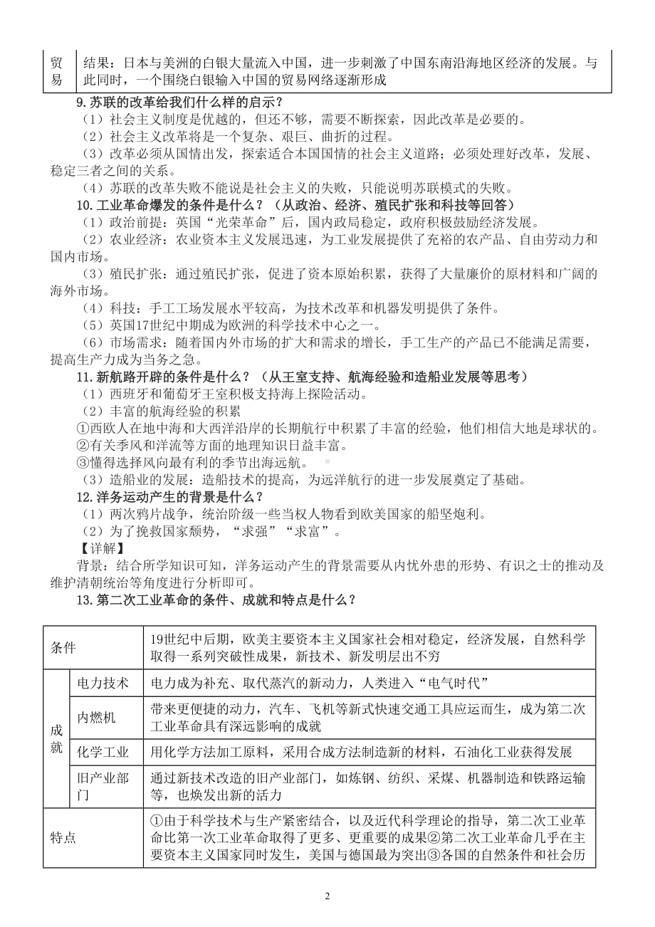 高中历史高考必考简答题汇总（必修二精选35道）（附参考答案和解析）.doc_第2页