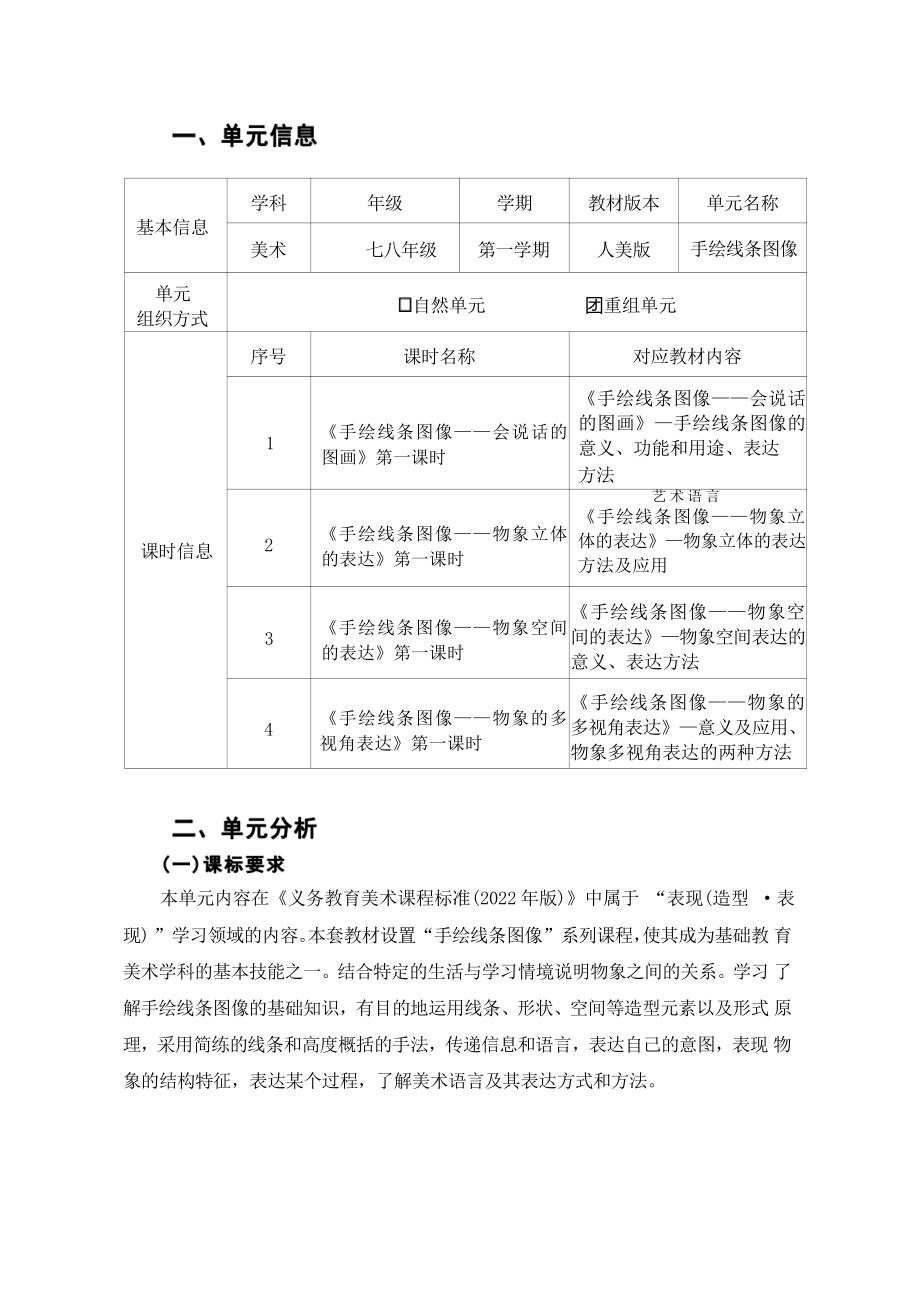 [信息技术2.0微能力]：中学七年级美术上（手绘线条图像）-中小学作业设计大赛获奖优秀作品[模板]-《义务教育艺术课程标准（2022年版）》.pdf_第2页