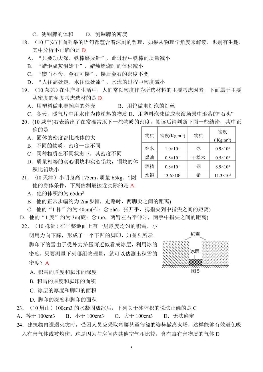 物理：人教版8年级上册全册分节练习及答案（25份）人教版物理第6章第4节：密度与社会生活.doc_第3页