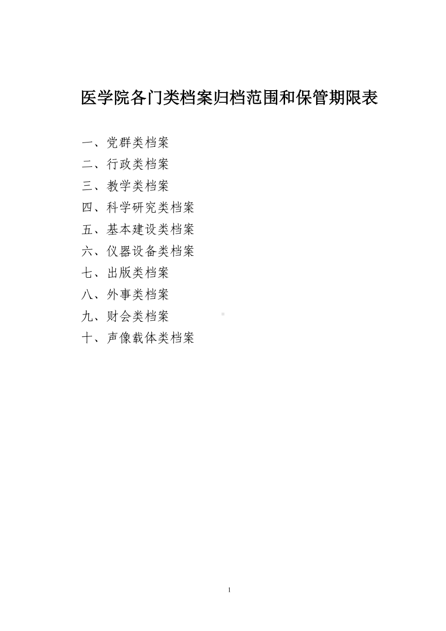 医学院各门类档案归档范围和保管期限表参考模板范本.doc_第1页