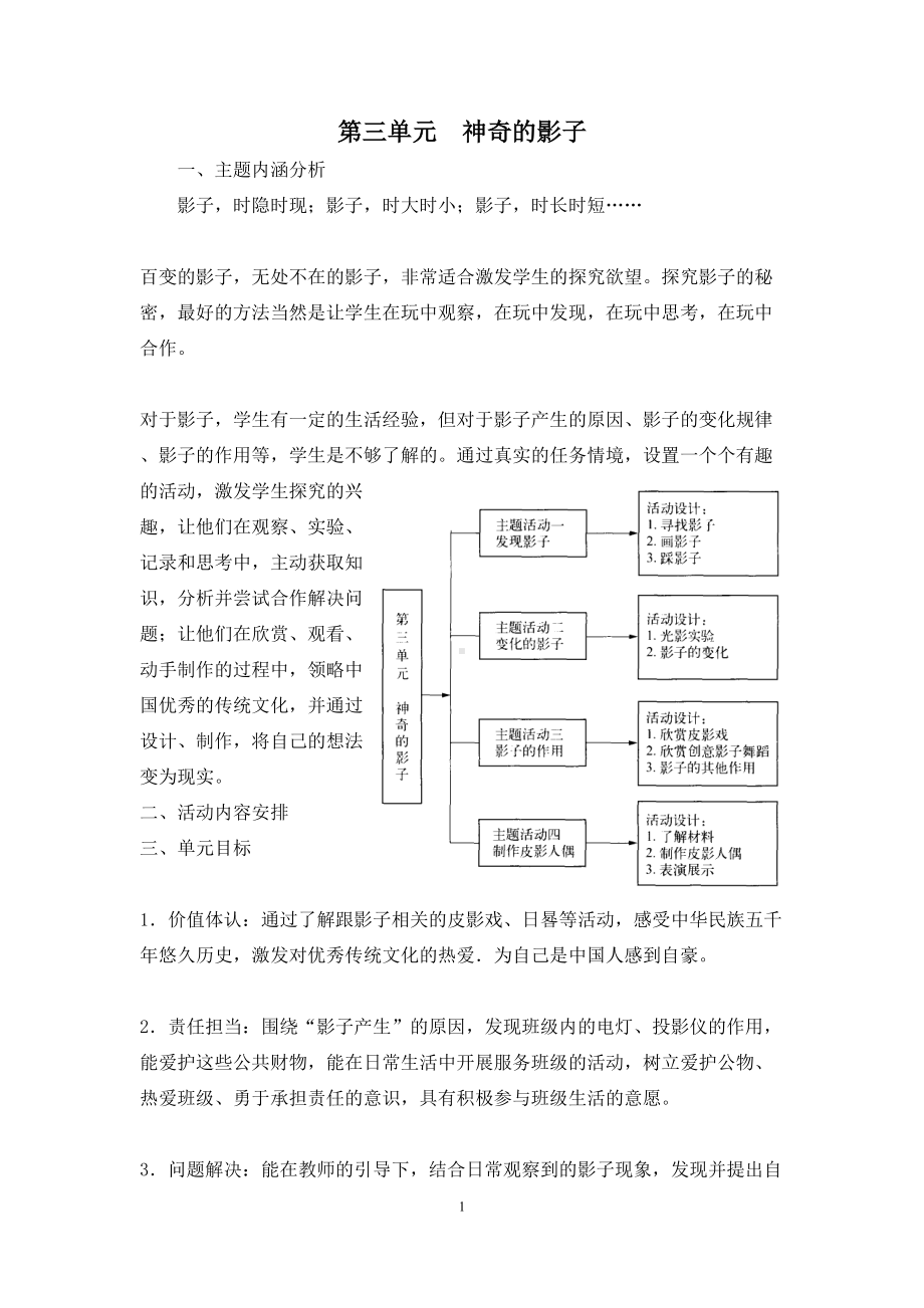 小学综合实践二年级上册第三单元《神奇的影子》教材分析及全部教案.doc_第1页