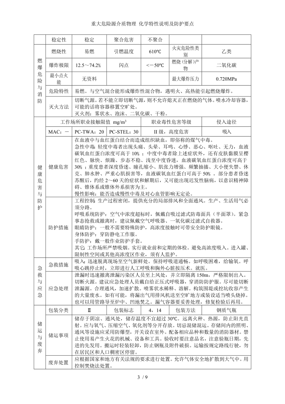 重大危险源介质物理 化学特性说明及防护要点参考模板范本.doc_第3页