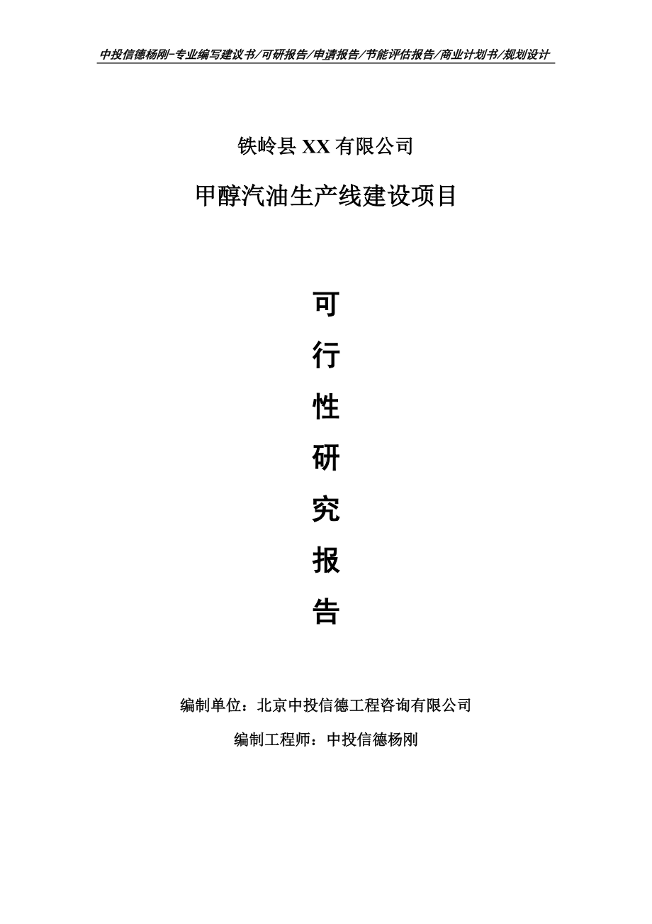 甲醇汽油生产项目可行性研究报告申请建议书.doc_第1页