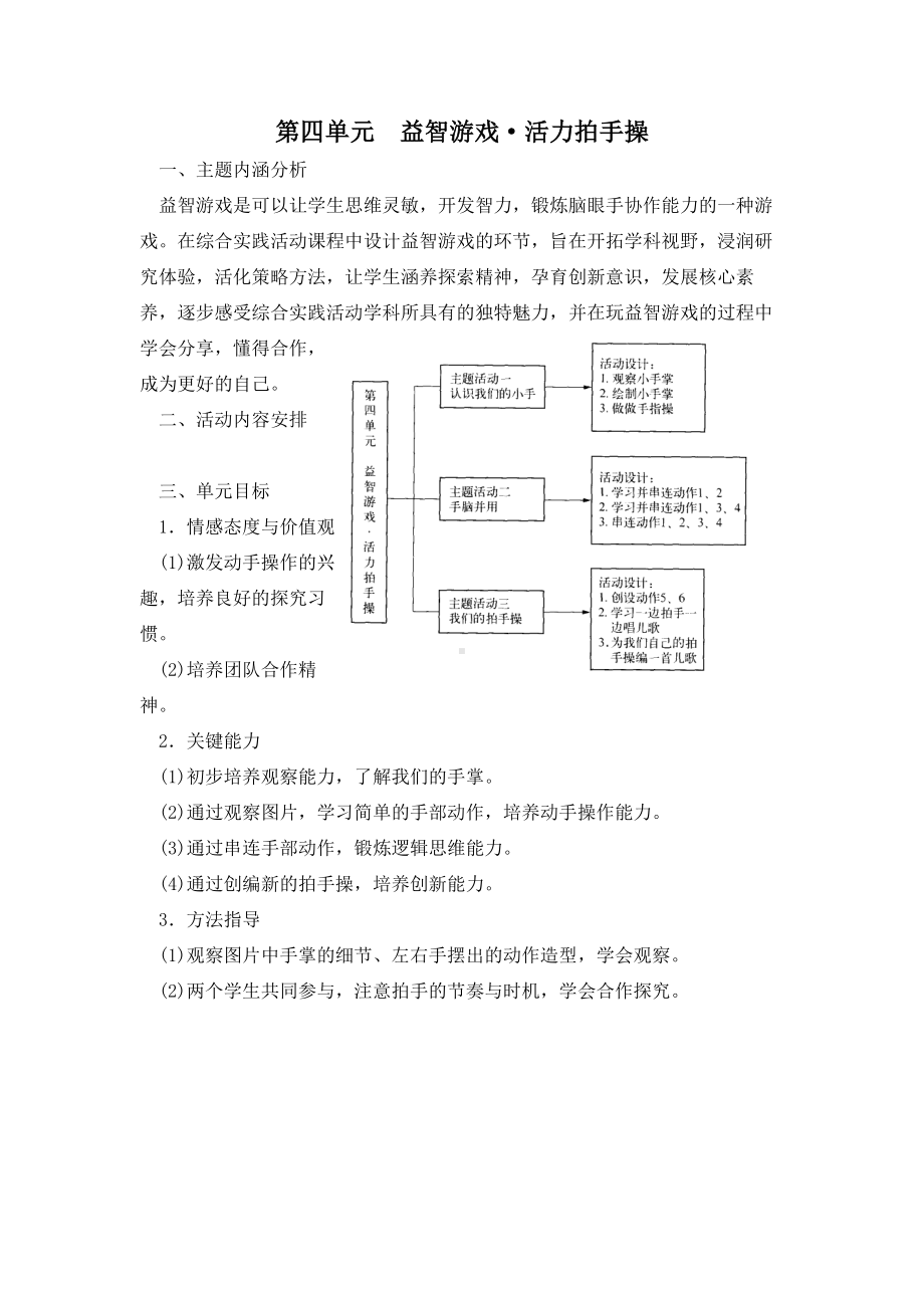 小学综合实践二年级上册第4单元《益智游戏活力拍手操》教材分析.docx_第1页