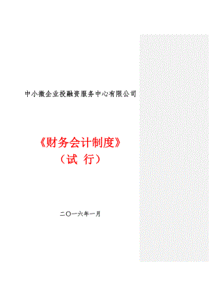 中小微企业投融资服务中心有限公司财务会计制度参考模板范本.doc