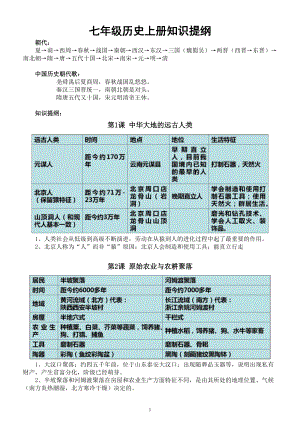 初中历史部编版七年级上册全册知识提纲（2022）.doc