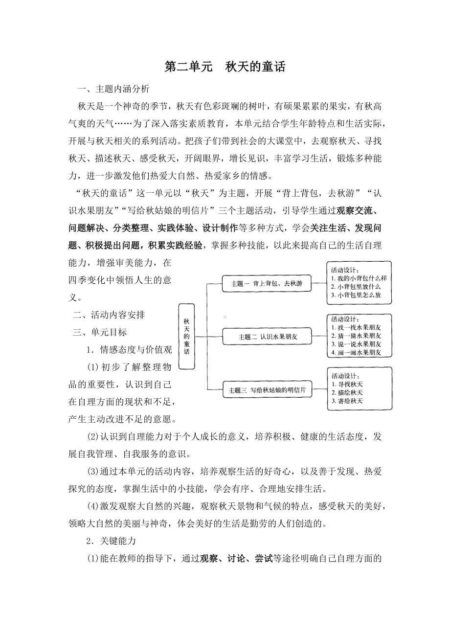 小学综合实践一年级上册第2单元《秋天的童话》教材分析.docx_第1页