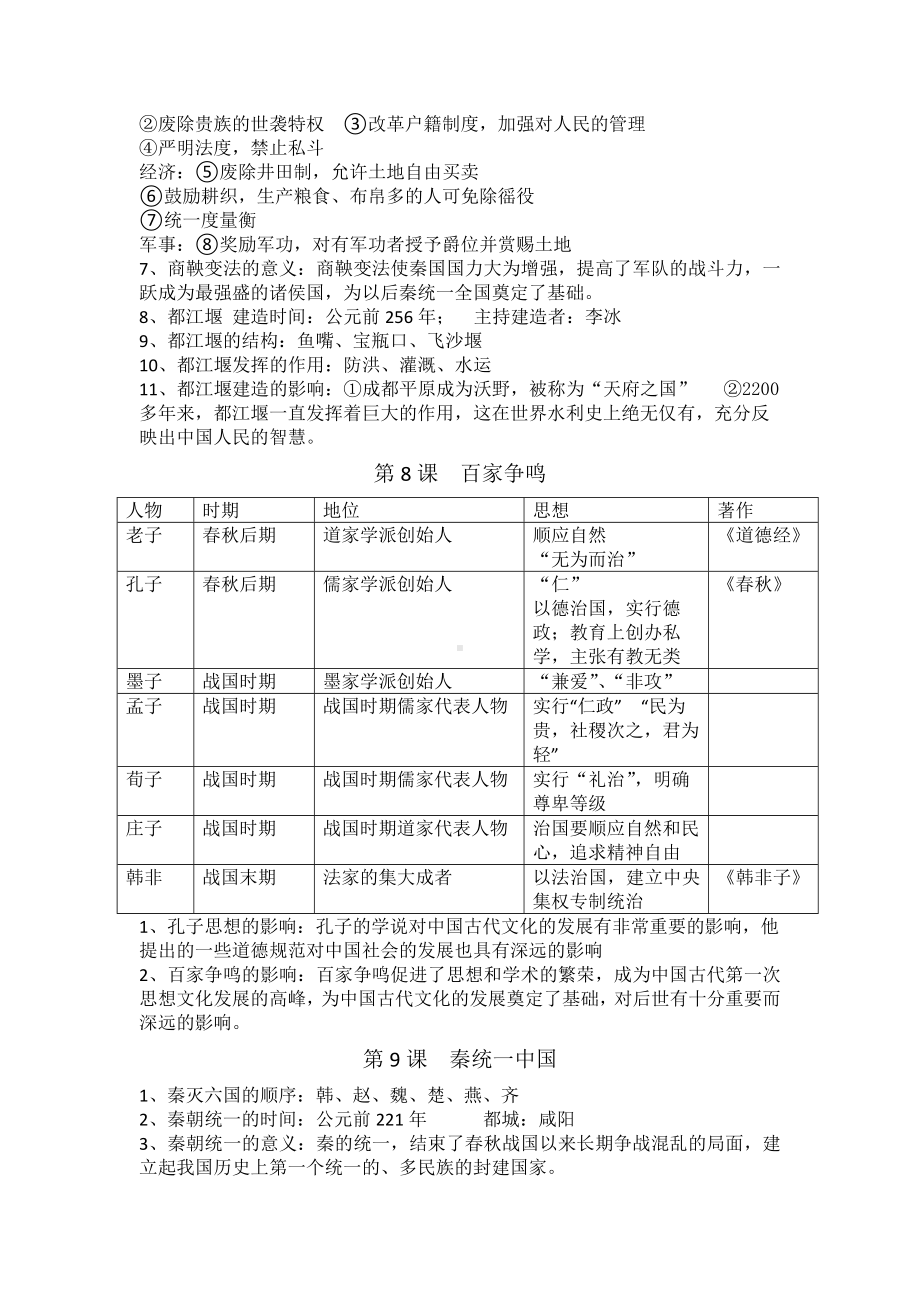 2022-2023学年部编版七年级上册历史知识点总结.docx_第3页