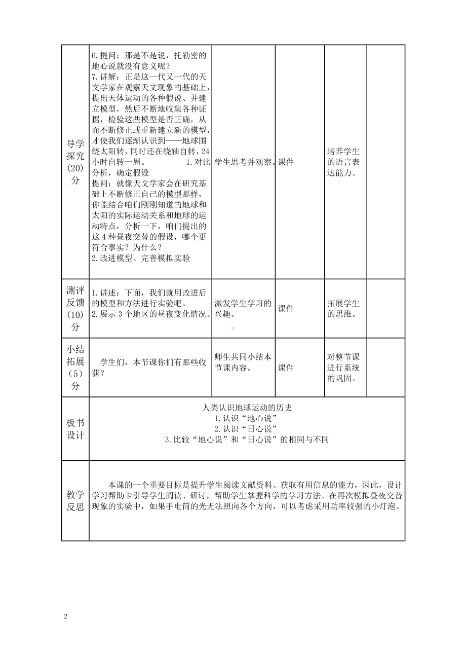 新教科版2022-2023六年级上册科学第2单元第3课《人类认识地球运动的历史》教案.doc_第2页