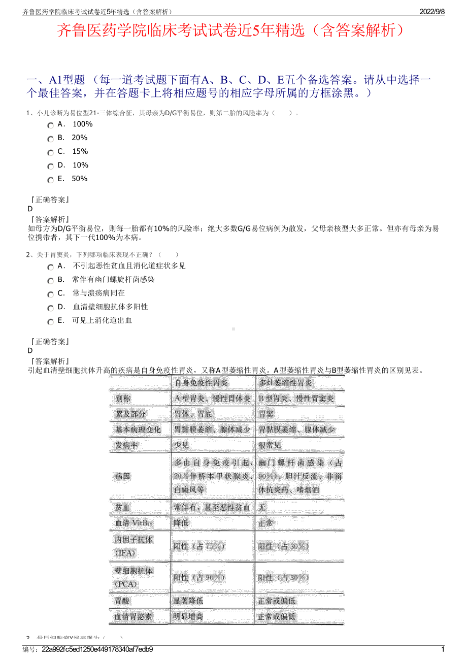 齐鲁医药学院临床考试试卷近5年精选（含答案解析）.pdf_第1页