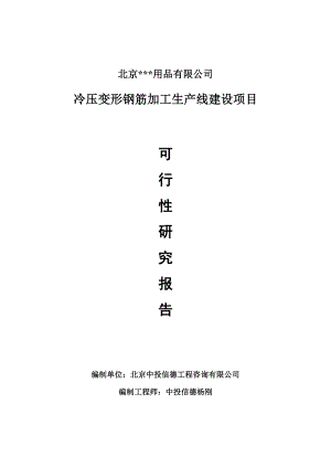 冷压变形钢筋加工项目可行性研究报告申请报告.doc