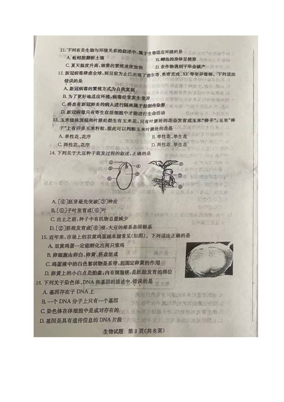 2022年山东省德州市初中学业水平考试生物试题.doc_第3页