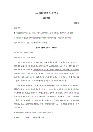 2022年山东省潍坊市中考语文真题（含答案）.docx