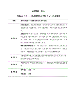 1.2 感知与判断-美术鉴赏的过程与方法 教学设计-新人美版（2019）高中美术《美术鉴赏》.docx