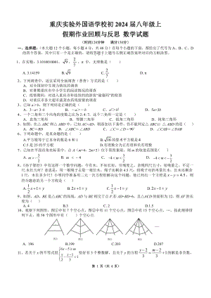 重庆市实验外国语 2022-2023学年八年级上学期开学考试数学试题.pdf