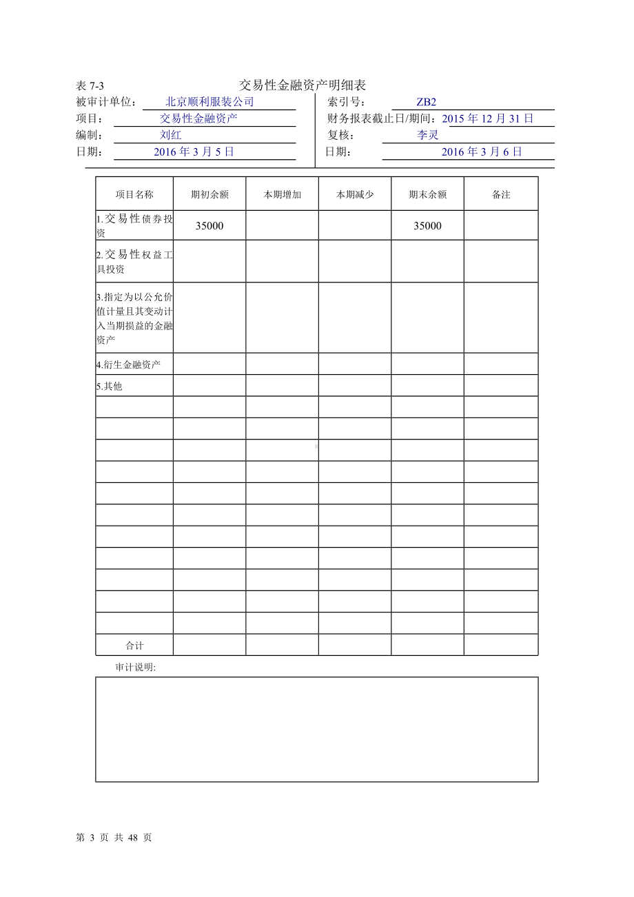 《审计基础模拟实训（第四版）》实训答案实训七筹资与投资的审计.doc_第3页