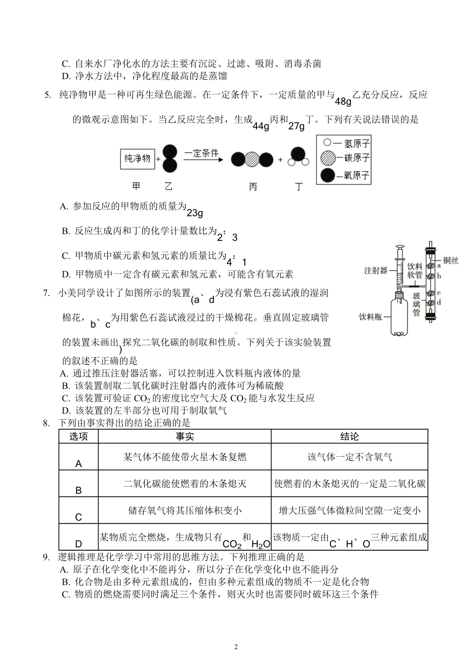 2023年福建省中考模拟考试化学试题.docx_第2页