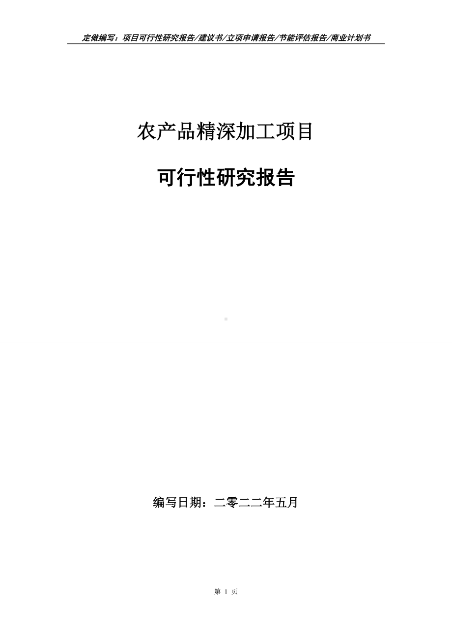 农产品精深加工项目可行性报告（写作模板）.doc_第1页