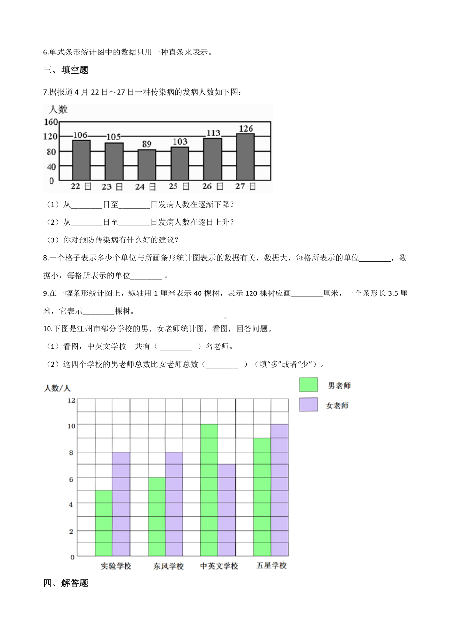 四年级上册数学单元测试-7.条形统计图 人教版 （含解析）.docx_第2页