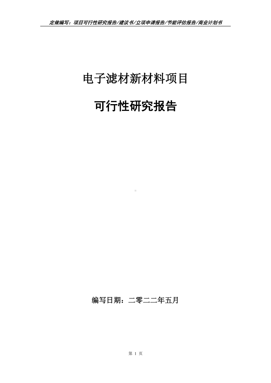 电子滤材新材料项目可行性报告（写作模板）.doc_第1页