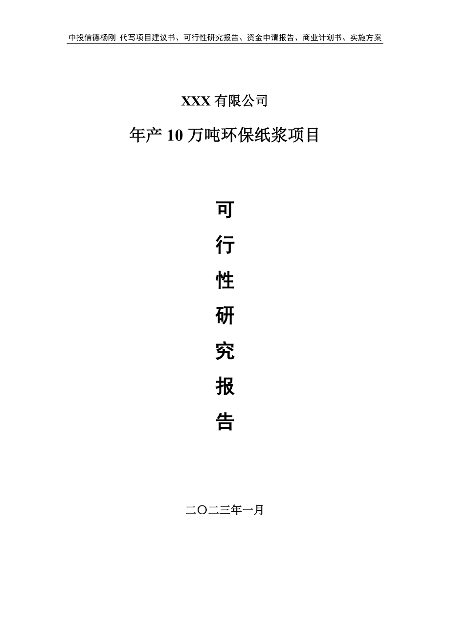 年产10万吨环保纸浆可行性研究报告建议书.doc_第1页