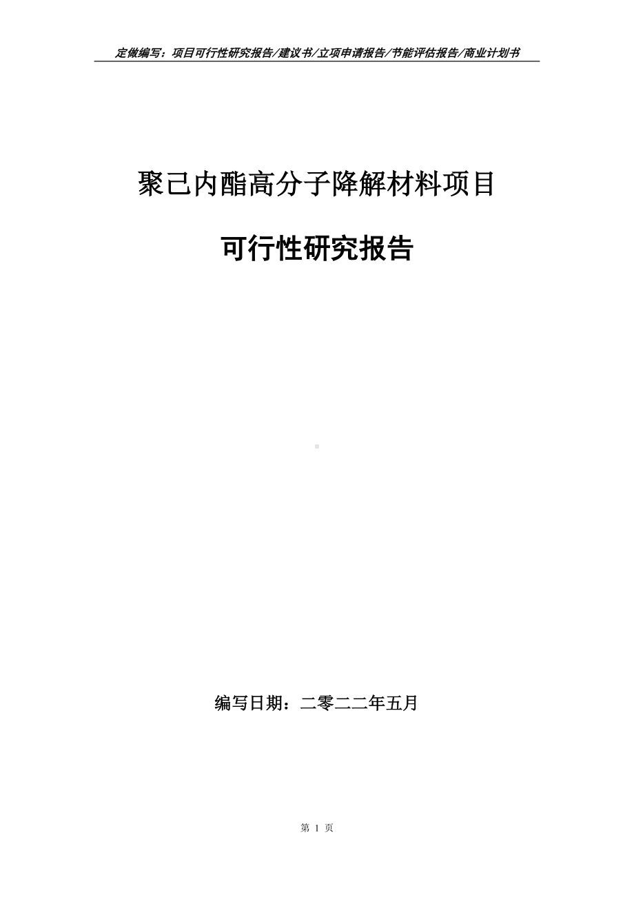 聚己内酯高分子降解材料项目可行性报告（写作模板）.doc_第1页