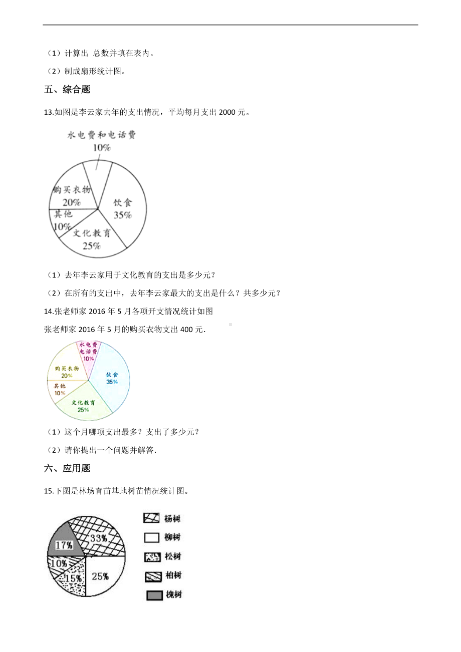 六年级上册数学一课一练-7.扇形统计图 冀教版 （含解析）.docx_第3页