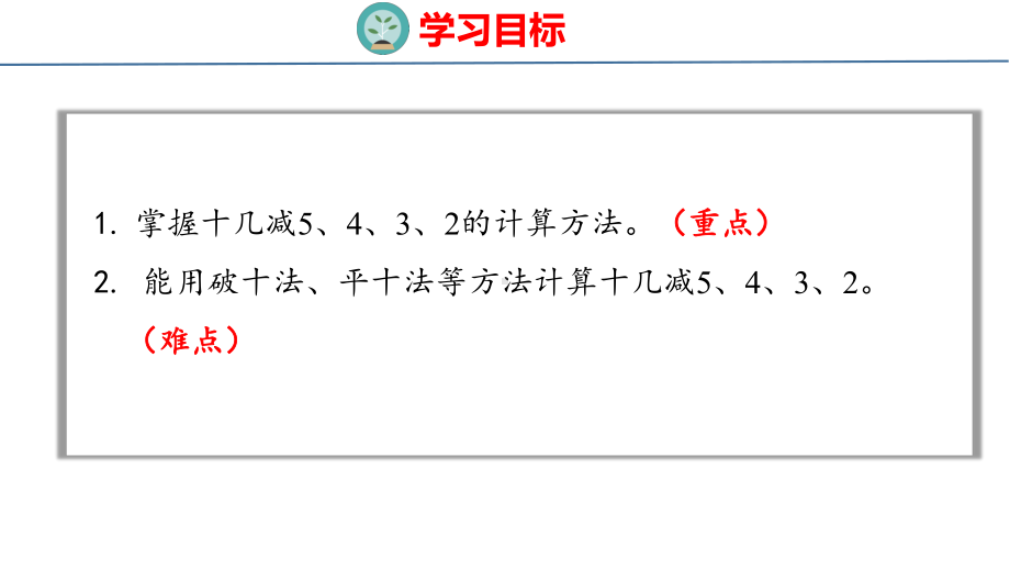 人教版（2023春）数学一年级下册2-3 十几减5、4、3、2.pptx_第2页