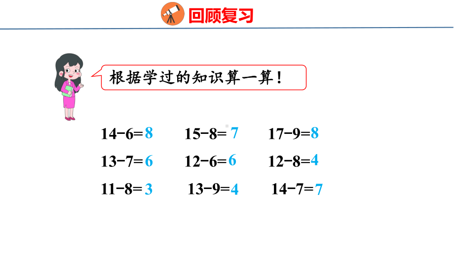 人教版（2023春）数学一年级下册2-3 十几减5、4、3、2.pptx_第3页