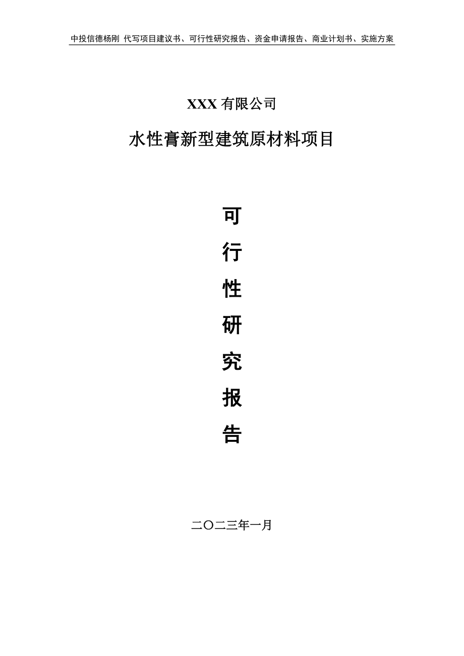 水性膏新型建筑原材料项目可行性研究报告建议书.doc_第1页