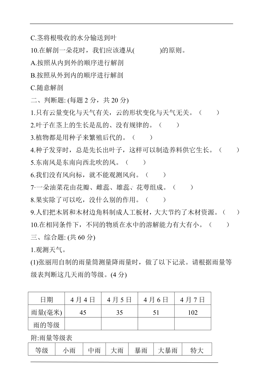 2023新湘科版三年级下册《科学》期末测试卷（二）（含答案）.doc_第2页