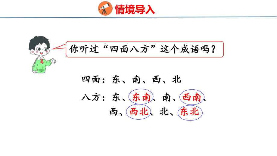 人教版（2023春）数学三年级下册1-2 认识东北、东南、西北、西南.pptx_第3页