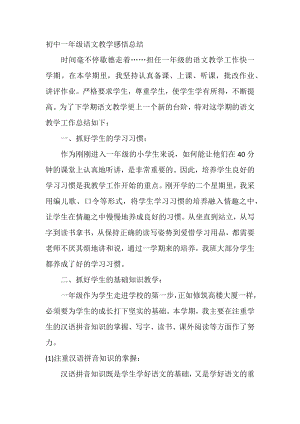 初中一年级语文教学感悟总结.docx