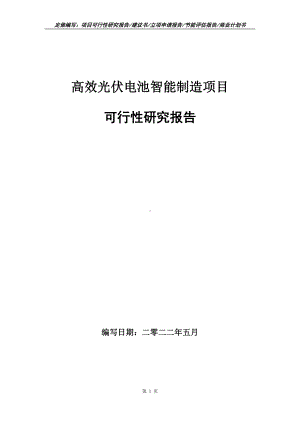 高效光伏电池智能制造项目可行性报告（写作模板）.doc