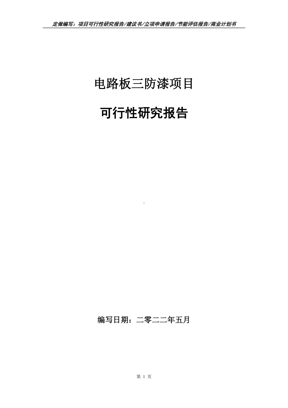 电路板三防漆项目可行性报告（写作模板）.doc_第1页