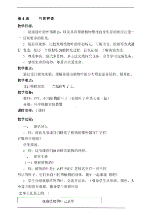 4.4 叶的神奇 教案-2023新湘科版三年级下册《科学》.doc