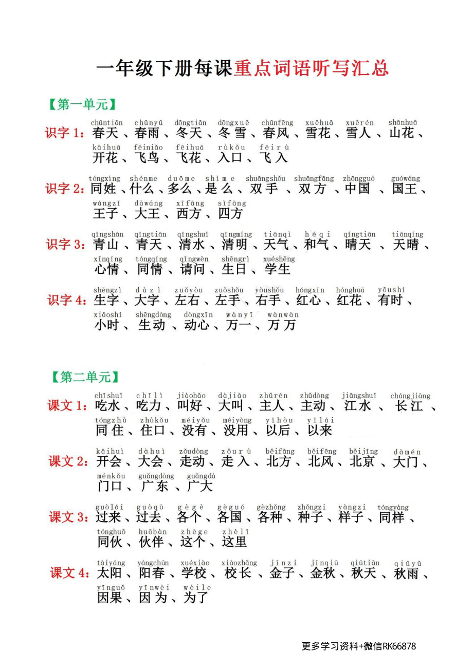 部编版一下语文每课重点听写词语汇总♥.pdf_第1页