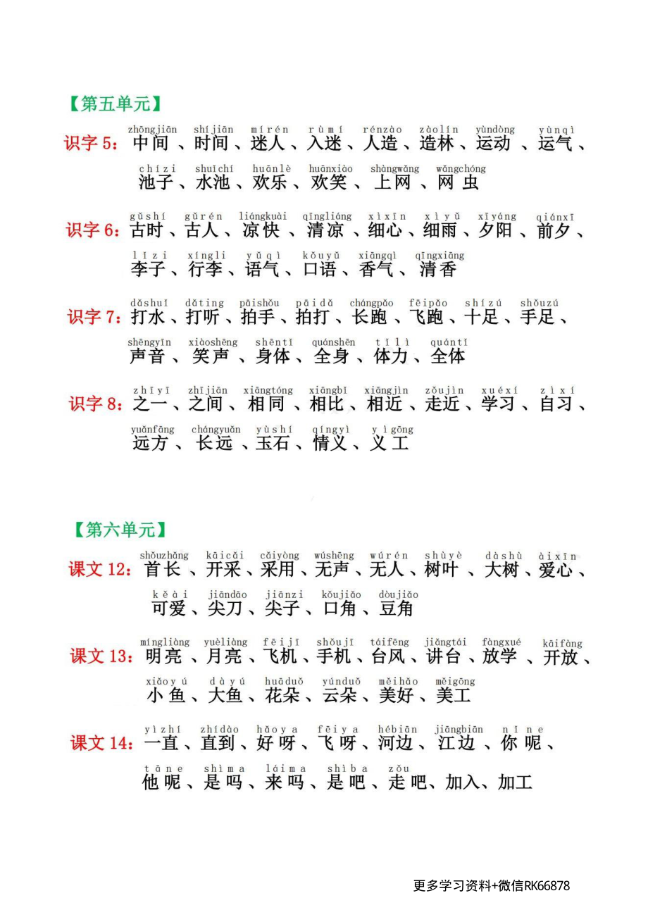 部编版一下语文每课重点听写词语汇总♥.pdf_第3页