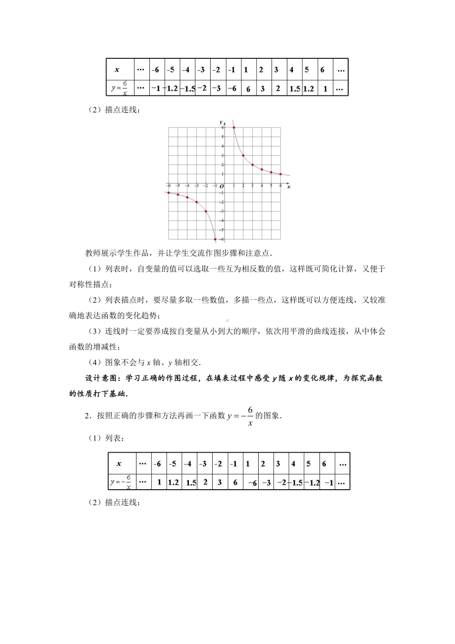 《反比例函数的图象和性质第1课时》公开课（教学设计）.pdf_第2页