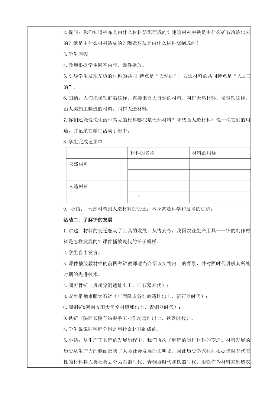 6.3《材料的变迁》教案-2023新湘科版三年级下册《科学》.doc_第2页