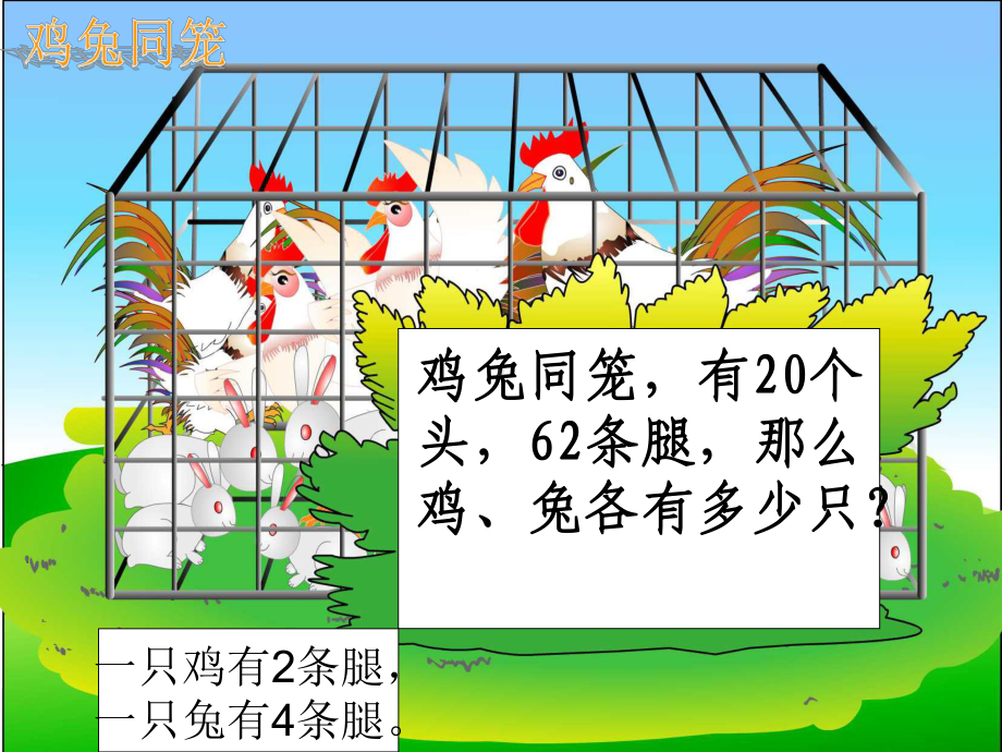 五年级上册数学课件-9.1“鸡兔同笼”问题 ▎冀教版 (共12张PPT).ppt_第3页