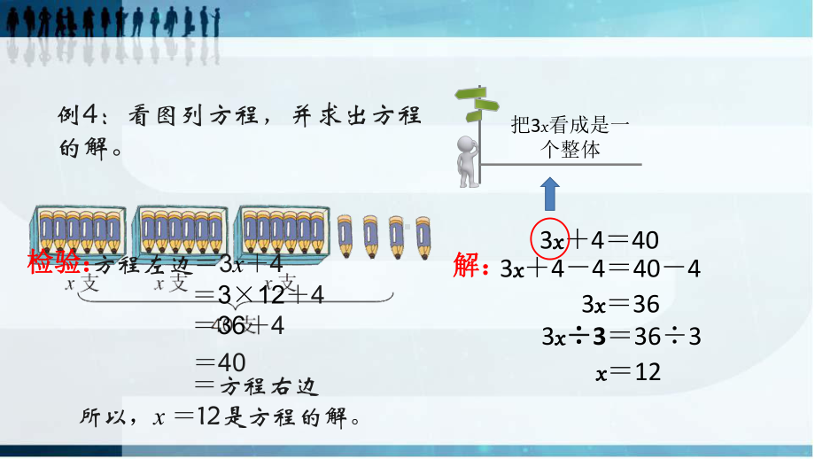 五年级上册数学课件-8.3解方程：解简单方程并检验 ▎冀教版 (共11张PPT).pptx_第3页