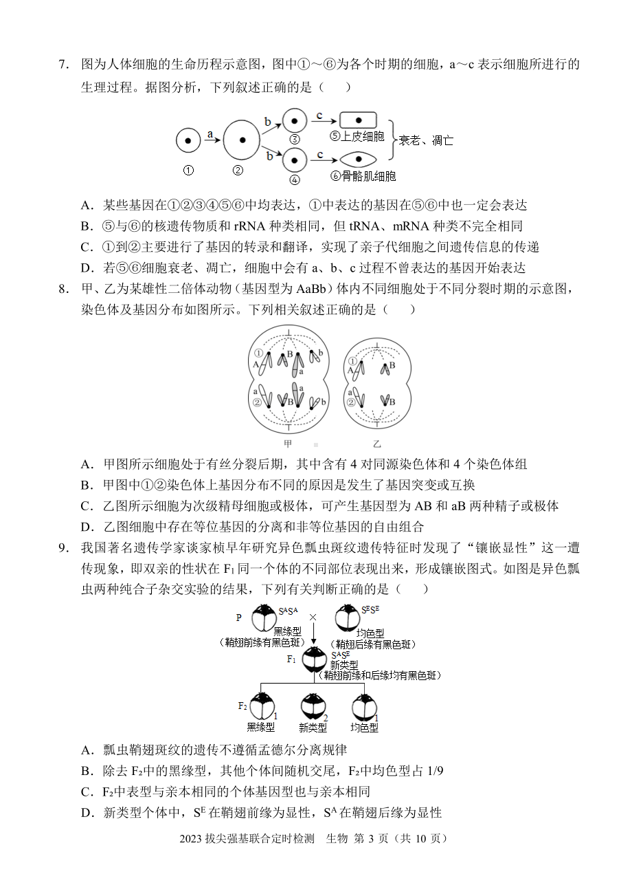 重庆XX中学2023拔尖强基联合定时检测生物试题.pdf_第3页