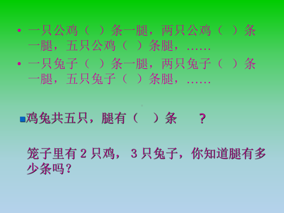 五年级上册数学课件-9.1“鸡兔同笼”问题 ▎冀教版 (共16张PPT) (1).ppt_第2页