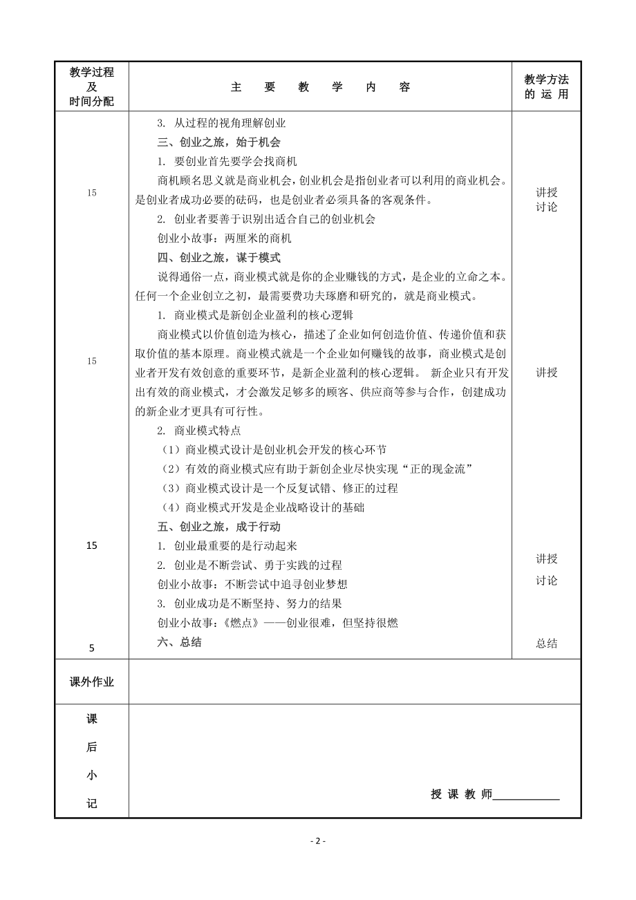 《创业之旅：机会、模式与行动》教案3理解创业过程把握创业要素.doc_第2页