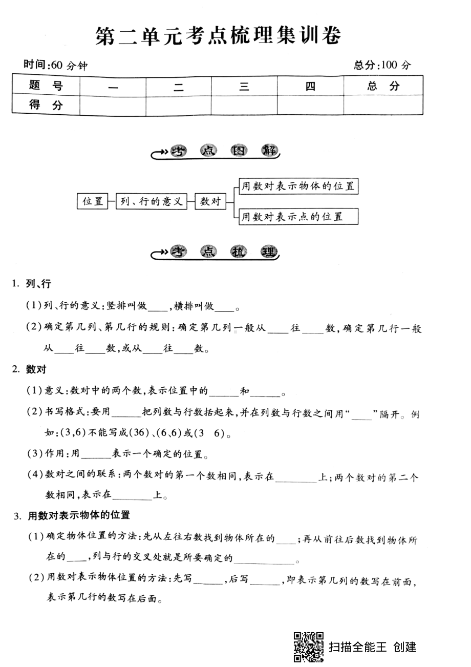 五年级上册数学试题-第二单元考点梳理集训卷（pdf版无答案）人教新课标.pdf_第1页