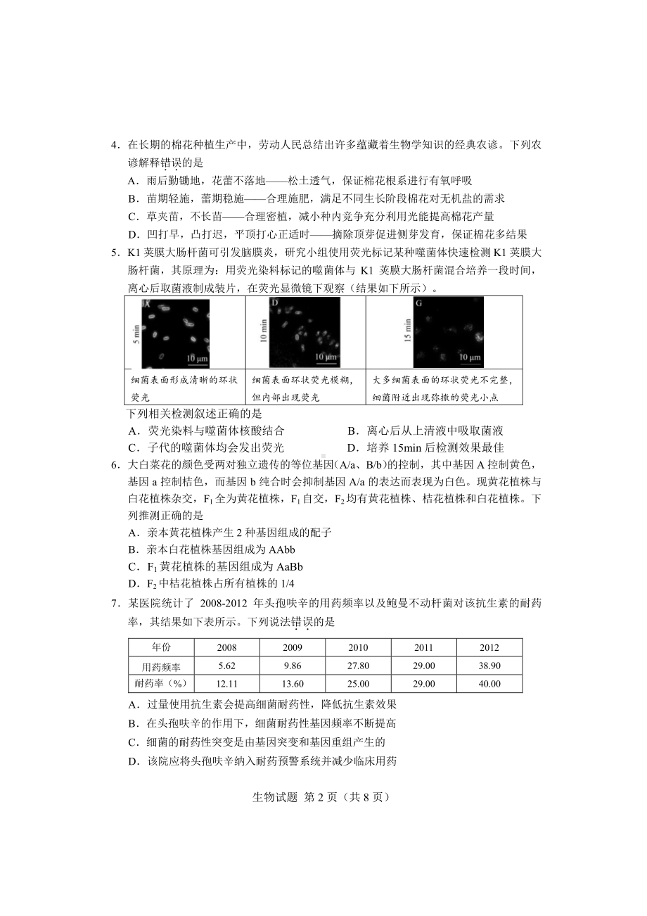 湖南省长沙市2023届高三上学期新高考适应性考试生物试卷+答案.pdf_第2页