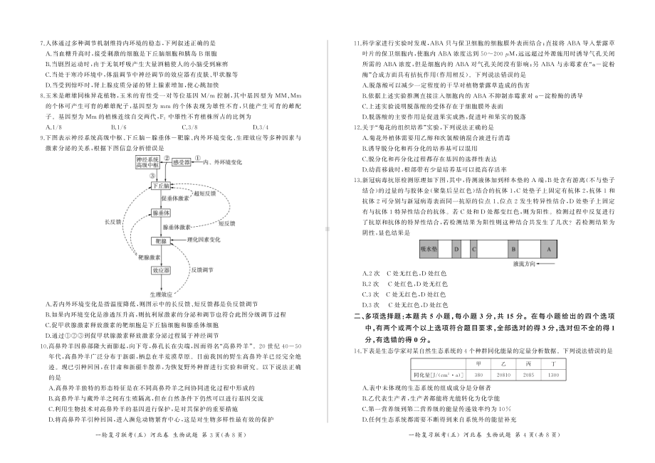 河北省百师联盟一轮复习联考五生物试卷及答案.pdf_第2页